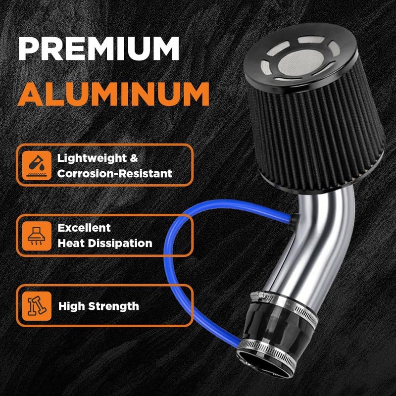 BARTOO 3 Inch Cold Air Intake Filter Pipe Curve Pipe, Aluminum Air Intake Elbow for Car Truck Turbo Piping, Silver - Image 5
